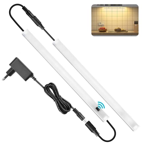 SOAIY 2x30cm Luce sottopensile cucina con sensore movimento a mano Lampada sottopensile Luminosità regolabile Funzione di memoria Facile da installare per Cucina,Armadio, luce calda 3000K