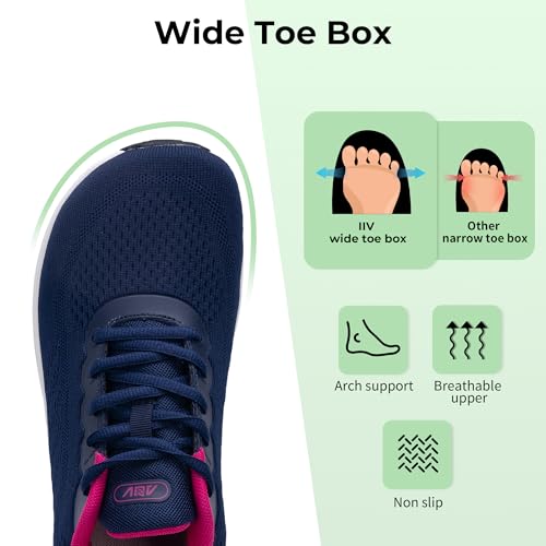 Image of IIV Womens Wide Toe Box Walking Shoes Arch Support Running Shoe Plantar Fasciitis Tennis Sneakers Orthotic for Pain Relief