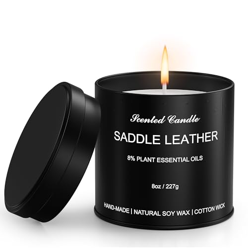 Scented Candle for Men - 8oz Masculine Scented Candle Strong Scented Soy Wax Candles for Home 40H Long Lasting Essential Oil Aromatherapy Candle Natural Soy Candles Gift for Dad Husband Boyfriend
