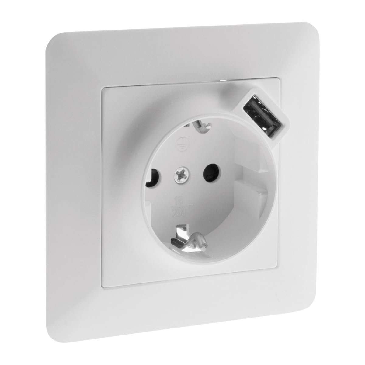 Zenitech Prise Schuko + USB - Blanc