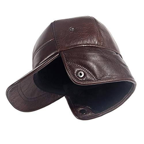 Dôme d'hiver en cuir véritable capuchon de baseball chaud taille réglable 56cm - 5