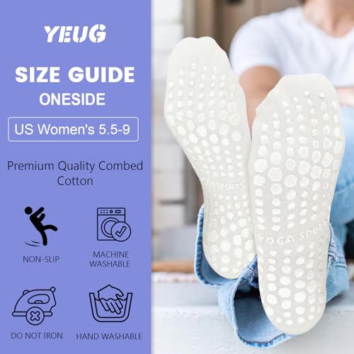 Image of yeuG Pilates Socks for Women Non Slip Grip Socks for Yoga, Barre, Hospital, Barefoot Grippy Yoga Sock Womens Gifts 4 Pairs