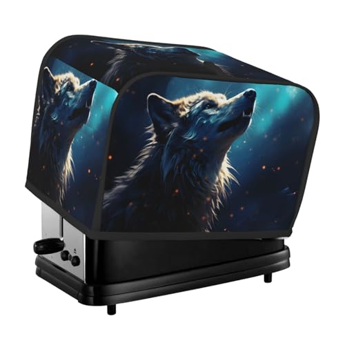 Mexpekil Cubierta para tostadora con diseño de lobo animal, cubierta impermeable para cocina, pequeños electrodomésticos, a prueba de polvo, protección para horno tostador, regalo para mujer