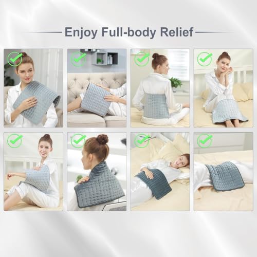 Heating Pad,Heated Blanket,Heating Pad for Back Neck,Silvergray,24x12In