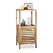 Relaxdays Étagère de salle de bain en noyer armoire en bois ouverte avec porte 3 étages HxlxP: 86 x 40 x 36 cm, nature