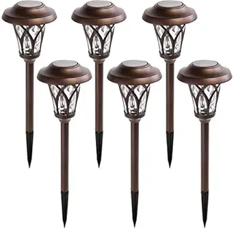 GIGALUMI Solar Pathway Lights Outdoor, 6 Pcs Super Bright High Lumen Solar Powered LED Garden Lights for Lawn, Patio, Yard.