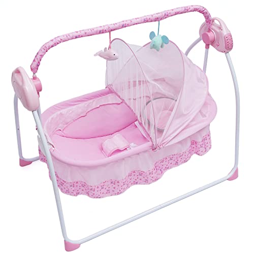 Cuna para bebé cuna eléctrica cama cuna cesta bebé columpio estera 0-25 kg rosa adecuado para bebés menores de 18 meses