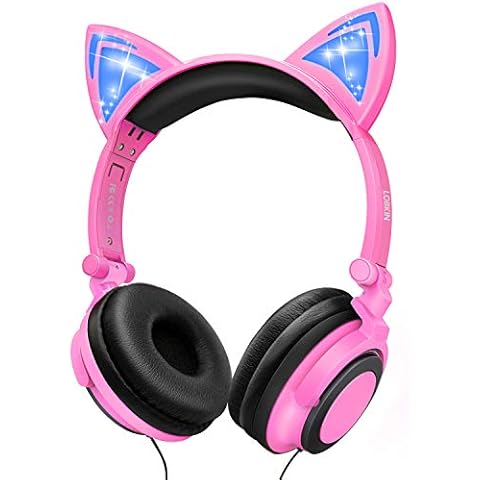 LOBKIN Auriculares para niños con orejas de gato LED Cover