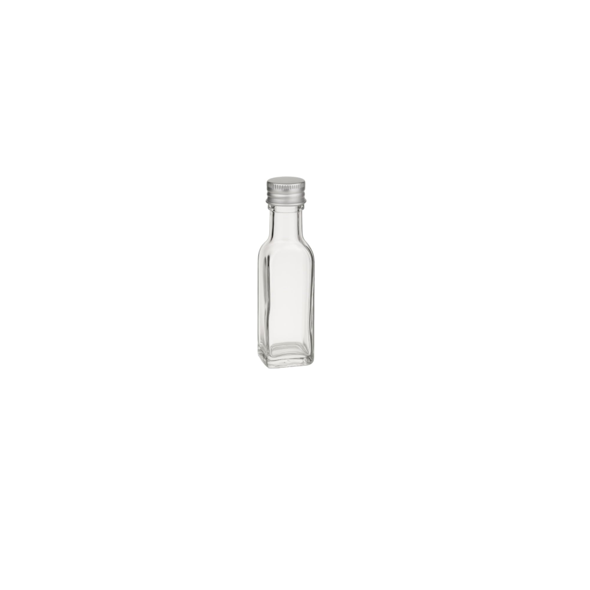 gouveo Lot de 60 bouteilles en verre Maraska de 20 ml avec bouchon à vis argenté - mini bouteille de 0,02 l à remplir - bouteilles en verre pour liqueur, liqueur, huile ou pour l'artisanat (MFET020S)