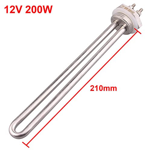 DERNORD 12V 200W 1 Zoll BSP Tauch-Wasser-Heizelement DN25 Edelstahl Gewinde-Tauchwasser-Heizkörper U-Typ