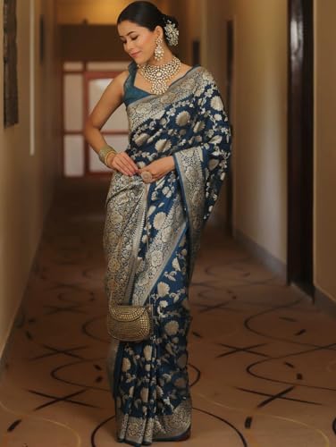 Image of Women's Kanjivaram Soft Silk Banarasi Saree With Blouse Piece | Banarasi Sari For Women | Saree with Blosepiece