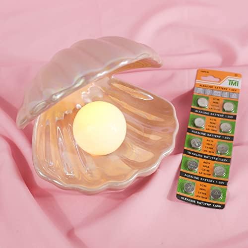 Liseng Shell Pearl Light LED Accent Lamp Portable Night Light Desktop Ornament Home Decor for Bedroom Living Room