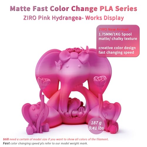 Image of ZIRO Fast Gradient PLA 1.75mm, Matte Texture Rainbow Filament for 3D Printing, Fit Most 3D Printers and Pen, 2.2lbs Spool PLA Material, Pink Hydrangea