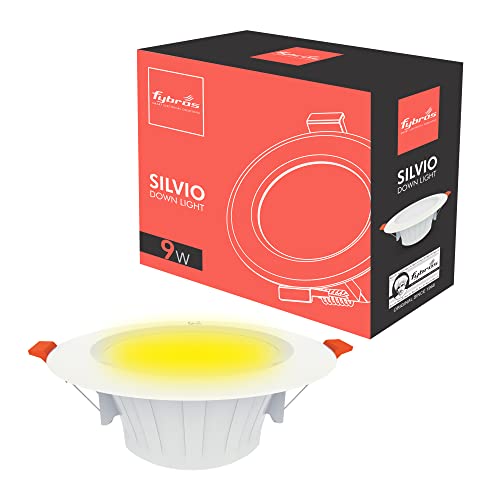 Image of FYBROS Aluminum Silvio Plus 9W Ceiling Lights for Hall, 80 mm LED Light for Home, Yellow LED Ceiling Lights for Home, Junction Box Lights for Living Room, Small LED Light for Room, Indoor Lighting