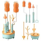 AUSYIWI Cepillo de Silicona para biberones de 8 Piezas, Cepillo para biberones 3 en 1, Cepillo para biberones, Juego para Limpiar biberones, sin BPA, para Limpiar biberones de Todas Las Marcas