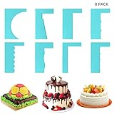 Cake Decorating Tools (15 pcs) - Plastic Cake Edge Decorating Tool - Cake Scraper and Cake Smoother for Fondant, Icing, Dough, Pastry and Sugarcraft - Cake Smoothing Cutter Plate