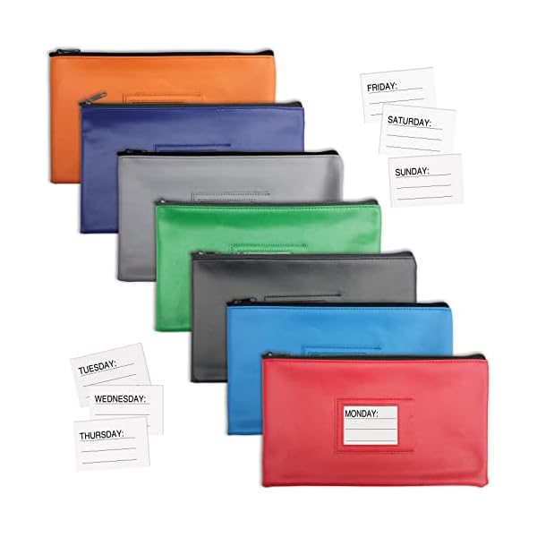 7-Pack-7-days-Zipper-Security-Bank-Deposit-Bag-Clear-Window-14-Insert-Cards-Mon-Sun-Blank-by-Better-Office-Products-Leatherette-1125-x-625-Cash-Bag-Utility-Pouch-Assorted-7-Colors 7-Pack-7-days-Zipper-Security-Bank-Deposit-Bag-Clear-Window-14-Insert-Cards-Mon-Sun-Blank-by-Better-Office-Products-Leatherette-1125-x-625-Cash-Bag-Utility-Pouch-Assorted-7-Colors