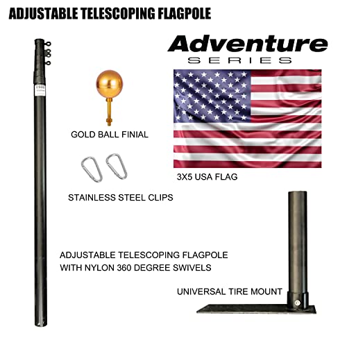 Service First ADVENTURESERIESBLACK20 Black Complete Tailgate Flag Pole Package 20Ft Black thumb #2