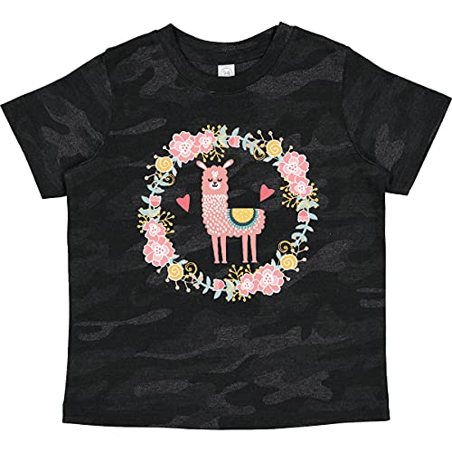 inktastic Llama Rose Flower Wreath Toddler T-Shirt