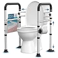 HOMLAND Toilet Safety Rails for Seniors, Adjustable Detachable Toilet Safety Frame with Handles for Elderly and Disabled, 350LBS Handicap Toilet Rail Fits Most Toilets