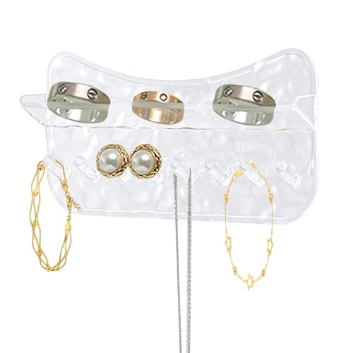 kumet Necklace Holder Wall Mounted, Adhesive Plastic Jewelry Organizer with