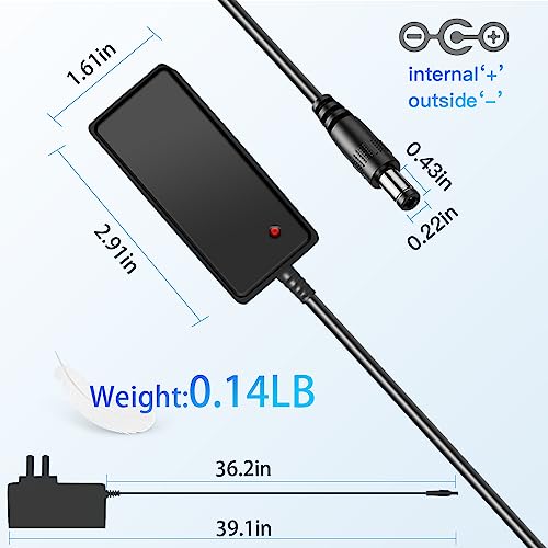 24V 0.5A DC Power Supply Adapter 100-240V AC to DC 24Volt 500mA Power Cord Transformer Converter with 5.5x2.5mm 2.1mm Plug Made for LED Strip Lights Essential Oil Diffuser