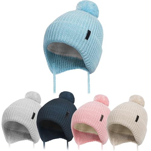 Bonnet d'hiver enfant en laine mérinos molti marron doublé polaire