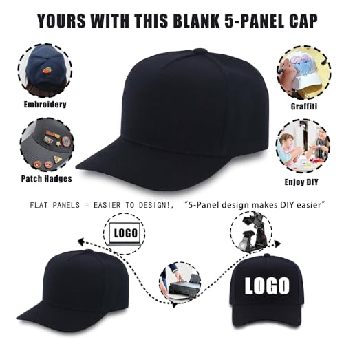 Image of 12 Pack Seamless Baseball Caps Wholesale Bulk - No Center Seam, DIY Friendly, Adjustable Breathable Lightweight for Men Women