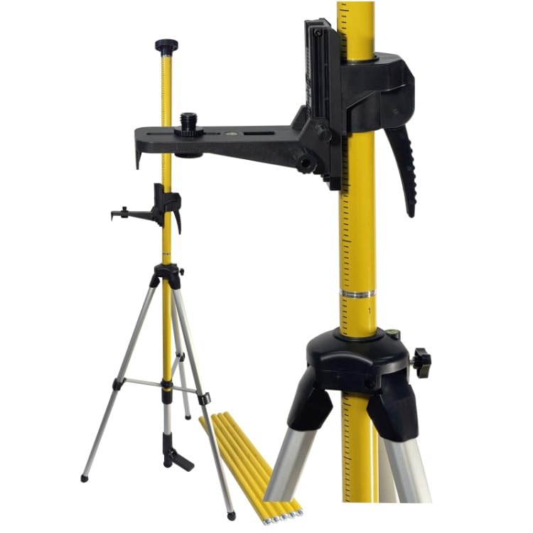 Columna de sujeción LP4.8T telescópica de 4,8 m con trípode de aluminio y soporte láser de 1/4" 5/8" para láser de líneas cruzadas y láser rotativo