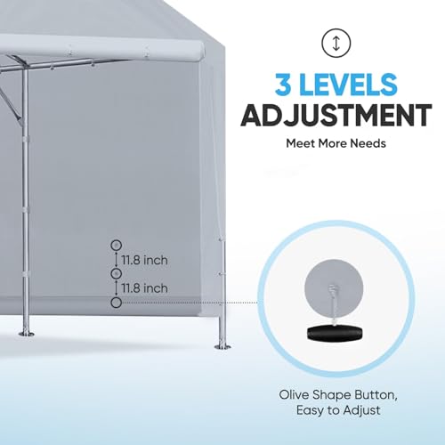 Image of ADVANCE OUTDOOR Carport Replacement Sidewall 10 /12x20 ft, Heavy Duty Waterproof & UV Protected, Easy Installation with Ball Bungees, Gray, One Sidewall Only