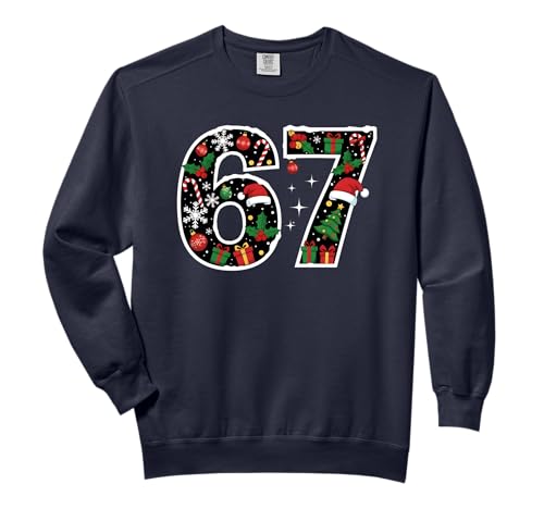 Funny 67 Six Seven Kids Women Meme Gen Alpha Z 67 Christmas Comfort Colors Adult Sweatshirt