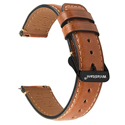 Wristitani Uhrenarmbänder 18mm 20mm 22mm für Herren & Damen| Schnellverschluss | Leder Uhrenarmband Metallschnalle | Vintage Ersatz Band | Kompatibel mit Huawei Samsung Amazfit Fossil Smartwatch Cover