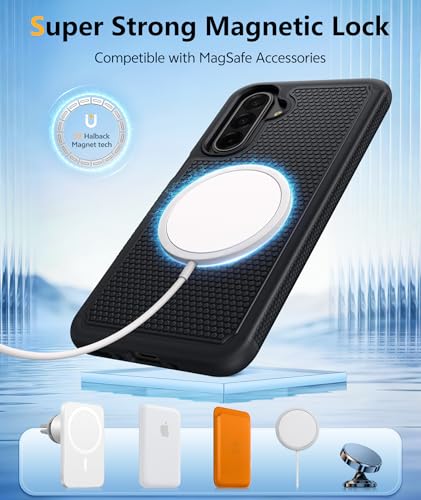Image of FNTCASE for Galaxy A17 /16 5G Phone Case - Samsung A17 Magnetic Cover [Fit for Magsafe] with Screen Protector, Anti-Slip Textured, TPU+PC Dual Layer Shockproof, Military Grade Drop Protection (Black)