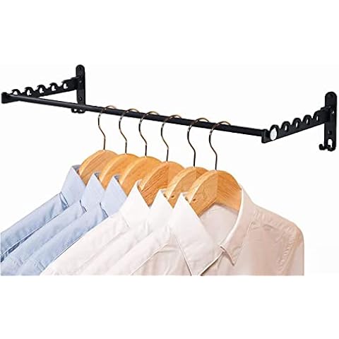 Clothes Drying Rack Wall Mounted Laundry Clothing Folding Racks,Indoor & outdoor Space Saving Retractable Rod,Small Invisible Foldable Hanger for Coat,Door Over Hanging Dryer,Hanging Dry Rod for cloth Cover