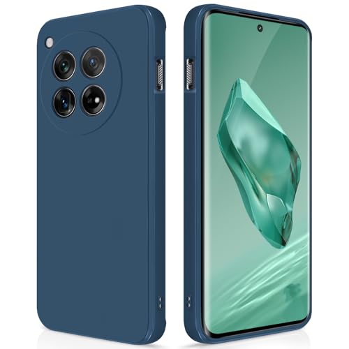 GiiYoon Silicone Case Compatible with Oneplus 12, Full Body Silky Soft Touch Phone Case with Camera Protection, Shockproof Cover with Microfiber Lining, Blue