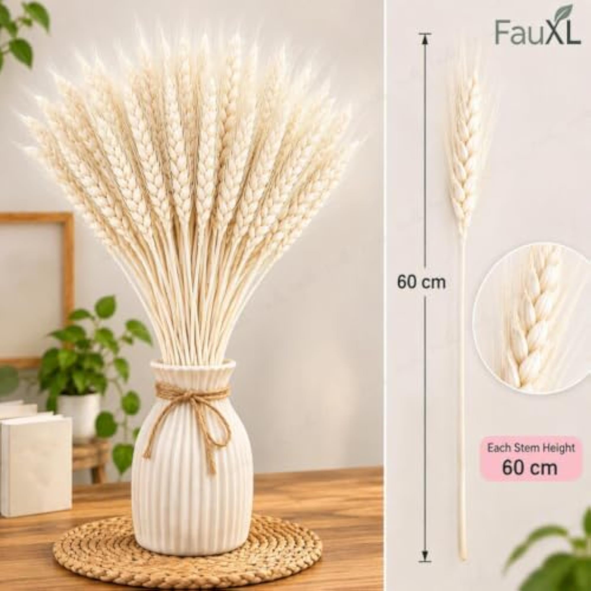 Dried Natural Wheat & Grass Flowers - 45 Stems