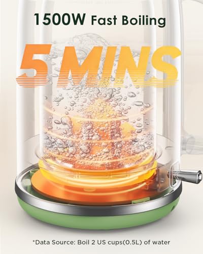Image of Electric Kettle 1.8L with Temperature Gauge, 1500W Fast Boiling Electric Tea Kettle, 100% Stainless Steel Retro-Style Hot Water Kettle Electric - Glowing LED Light, Auto Shut-Off & Boil-Dry Protection