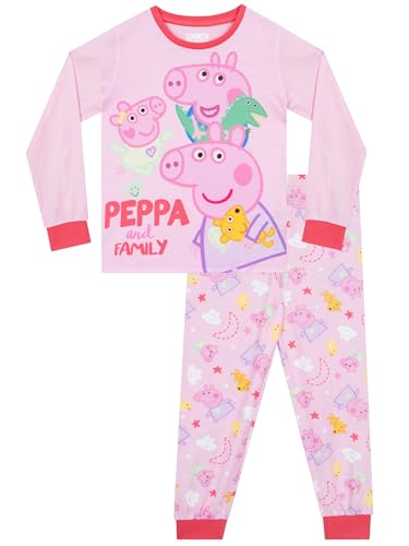 Peppa Pig Pijama Niña, Pijama Chica De Peppa, Evie y George, Pijamas Niña Mangas Largas, Set Pijamas De Invierno, Rosa 4-5 años