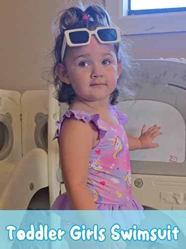 Image of Vieille Toddler Little Girls One Piece Swimsuits Ruffles Bathing Suits Mermaid Dinosaur Swimwear 2-7T