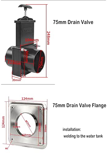 Valve ABS pour égout 75mm avec bride de vanne de vidange inox anti-fuite