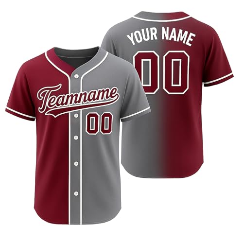 Camisa personalizada de béisbol con degradado marrón, impresa, cosida, gris y blanca, nombre, número y logotipo para hombres, mujeres y jóvenes miniatura 1