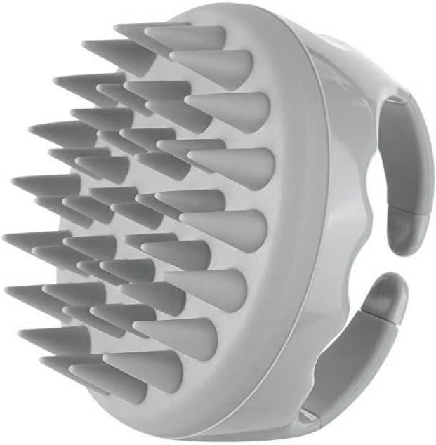 SILENCIO Shampoo Brush, Silicone Scalp Massager Hair Brush Manual Head Massager Hair Growth Scrubber for Straight Curly Long Short Thick Thin Wet Dry Hair for Men Women Kids Pets (Grey)