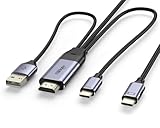 HDMI to USB C Cable 8.2FT 4K60Hz, HDMI Source and Power Supply to USB C Display Converter, for hdmi to Studio Display, Xbox PS5 Steam Deck Dock to Xreal Beam, Rayneo AR Glasses, Touchable Monitor