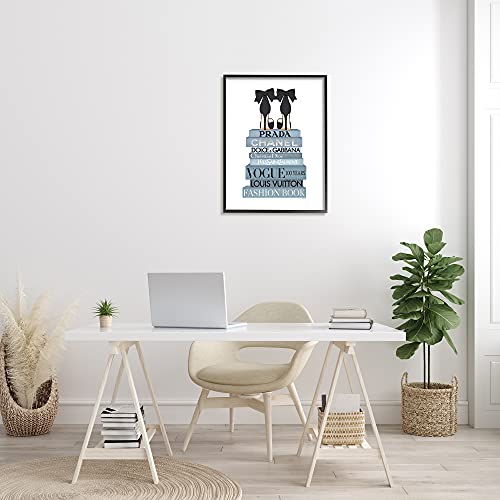Image of 'Black Bow Shoes Tall Fashion Glam Bookstack'| Framed Giclee Art | Stupell Industries | Black, 24 x 30 Inches, Easy to Hang and Sturdy, Made in USA, by Amanda Greenwood