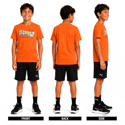 Image of PUMA Boys T-Shirts Athletic Crewneck Short Sleeve Tees (Sizes S-XL) | Soft Breathable Cotton Blend, Comfortable Casual Fit, Great for School, Play & Everyday Wear
