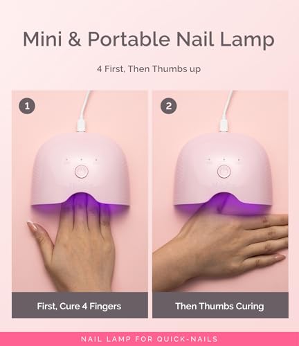 Image of MelodySusie Mini LED UV Nail Lamp with Lightweight Design, P-ART06F Nail Dryer with Simple Button Control Cures All Soft Gels at Home, Especially Half-Cured Gel, Base Coat & Top Coat Pink