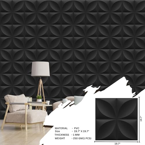 Image of Kayra Decor Wall Panels for Bedroom Butterfly Design Black Color 19.7 inch x 19.7 inch (Pack of 40) - Covers 107.80 Sq. Ft.