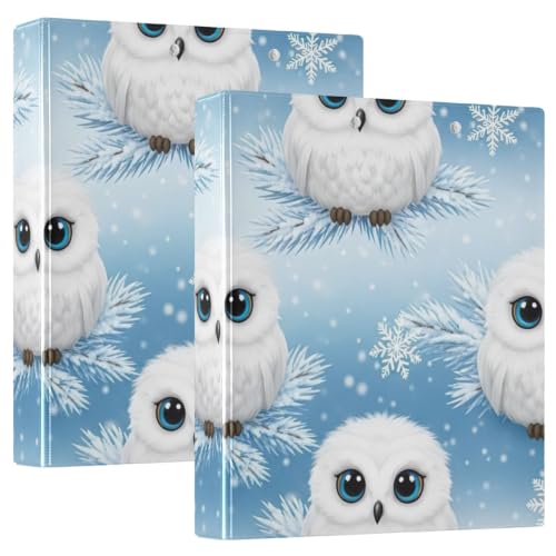 Classeur 3 anneaux avec porte-bloc chouettes bleues pour ranger les cours d'amphi