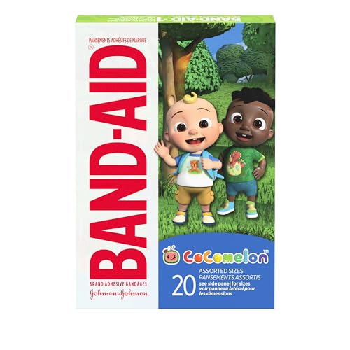 Image of Band-Aid Brand Adhesive First Aid Bandages for Kids & Toddlers Featuring Moonbug CoComelon Characters, Sterile Individually Wrapped Bandages for Minor Cuts & Scrapes, Assorted Sizes, 20 Ct