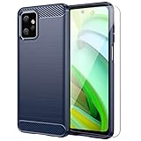Capa para celular Motorola Moto G Power 5G 2023 incluindo duas Película protetora temperada capa macia anti-queda com case borda elástica -Azul